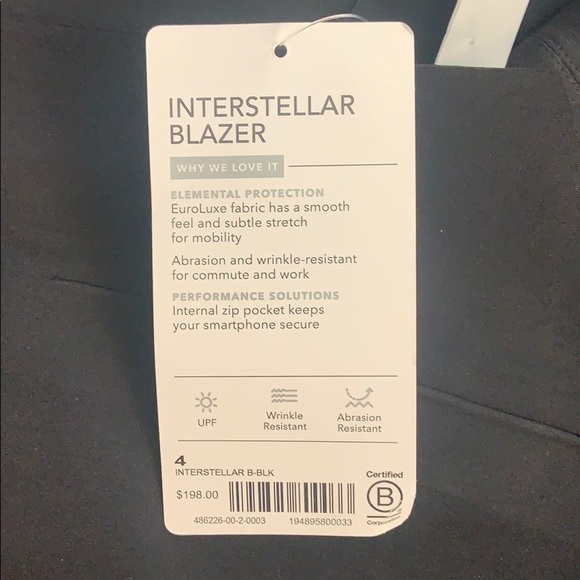 ATHLETA Interstellar Blazer Black Stretch NWT - Picture 5 of 5
